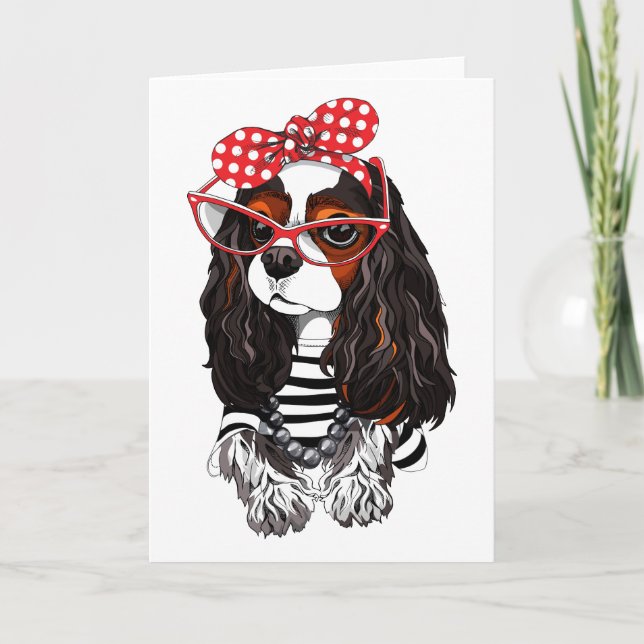 Cavalier King Charles Spaniel From Paris With Love Card (Front)