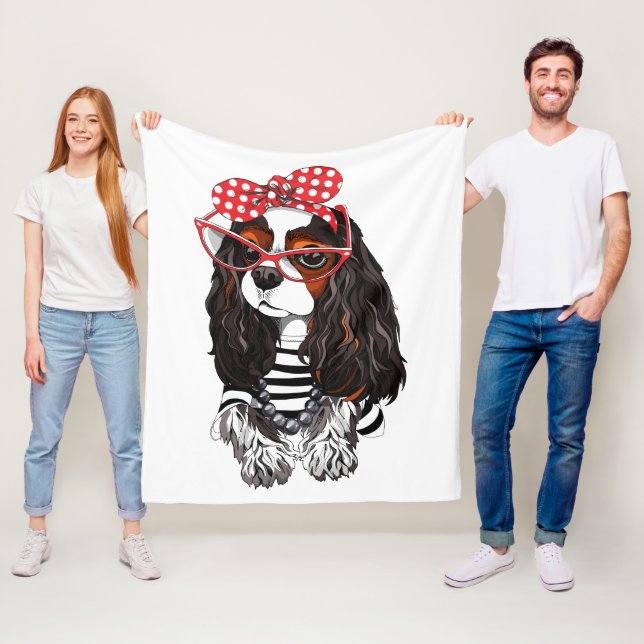 Cavalier King Charles Spaniel From Paris With Love Fleece Blanket (In Situ)