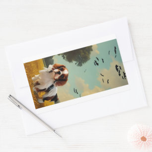 cavalier king charles spaniel halloween AI Rectangular Sticker