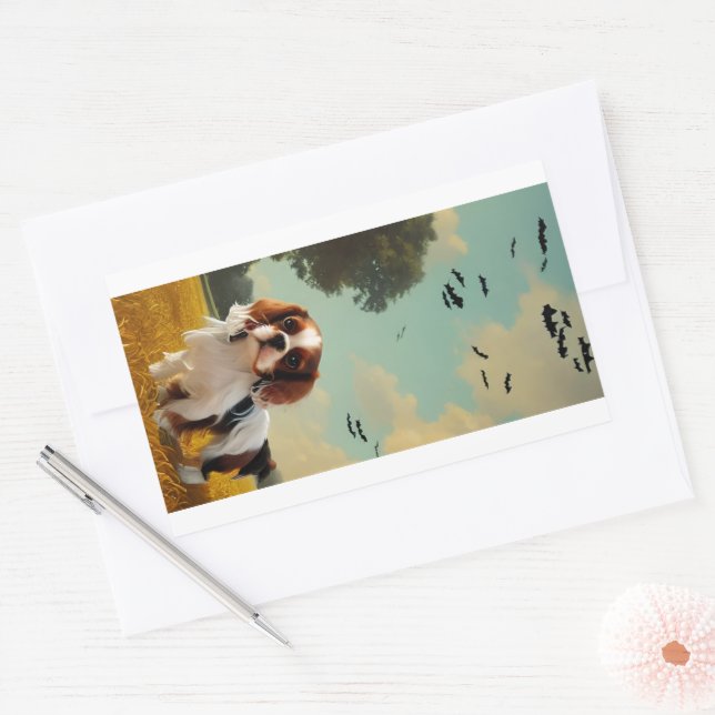 cavalier king charles spaniel halloween AI Rectangular Sticker (Envelope)