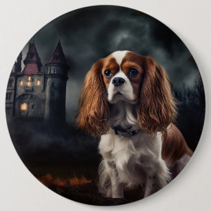 Cavalier King Charles Spaniel Halloween Scary 6 Cm Round Badge
