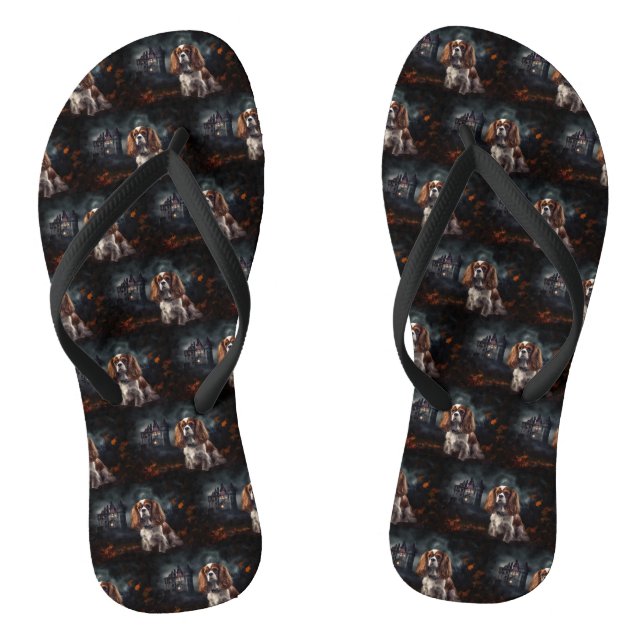 Cavalier King Charles Spaniel Halloween Scary Jandals (Footbed)