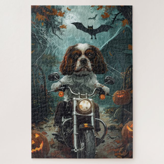 Cavalier King Charles Spaniel Halloween Scary Jigsaw Puzzle (Vertical)