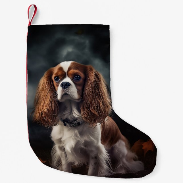 Cavalier King Charles Spaniel Halloween Scary Small Christmas Stocking (Front)