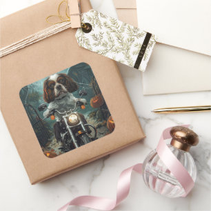 Cavalier King Charles Spaniel Halloween Scary Square Sticker
