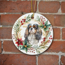 Cavalier King Charles Spaniel Holiday Wreath