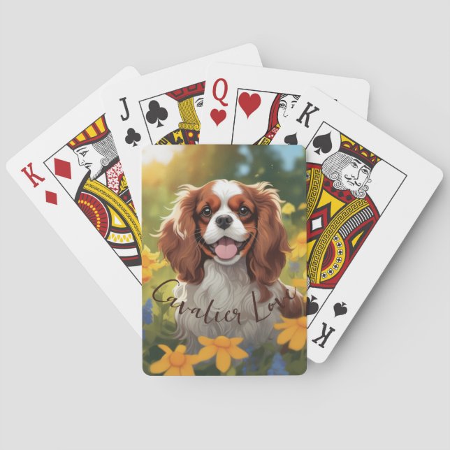 Cavalier King Charles Spaniel in a Flower Field Playing Cards (Back)