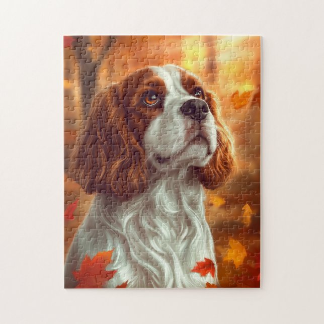 Cavalier King Charles Spaniel in Autumn Jigsaw Puzzle (Vertical)