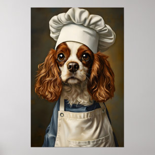 Cavalier King Charles Spaniel In Chefs Hat Poster