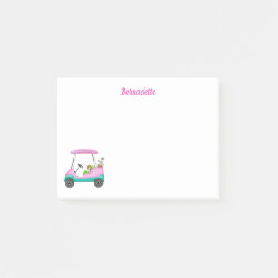 Cavalier King Charles Spaniel In Pink Golf Cart Post-it Notes