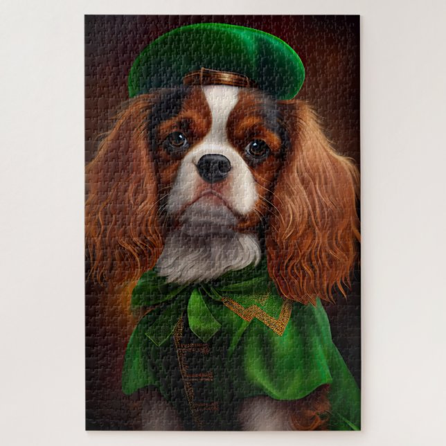 Cavalier King Charles Spaniel in St. Patrick's Day Jigsaw Puzzle (Vertical)