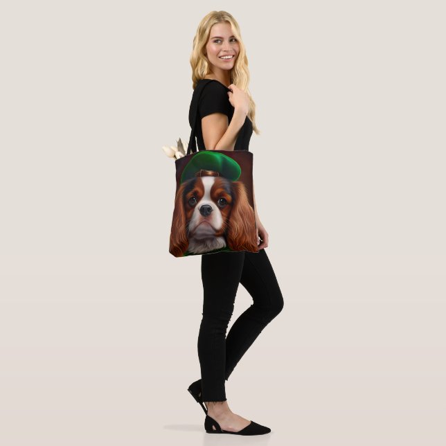 Cavalier King Charles Spaniel in St. Patrick's Day Tote Bag (On Model)