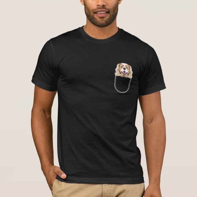 Cavalier King Charles Spaniel In The Breast Pocket T-Shirt (Front)