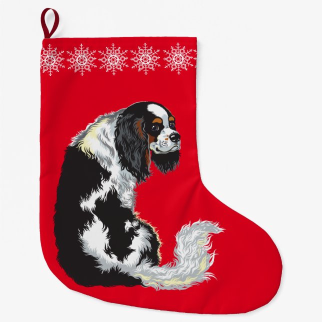 cavalier king charles spaniel large christmas stocking (Front)