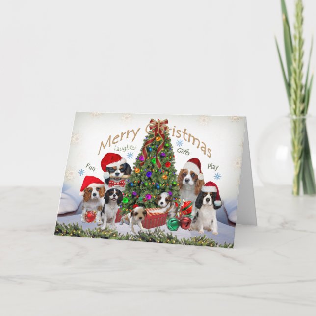 Cavalier King Charles Spaniel Merry Christmas Card (Front)