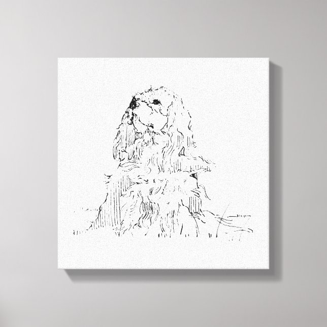 Cavalier King Charles Spaniel, Minimalist Art Canvas Print (Front)