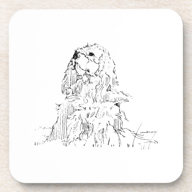 Cavalier King Charles Spaniel, Minimalist Art Coaster (Front)