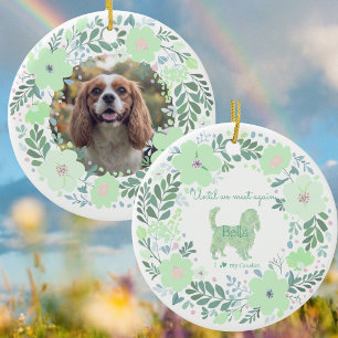 Cavalier King Charles Spaniel - Mint Green Custom Ceramic Tree Decoration