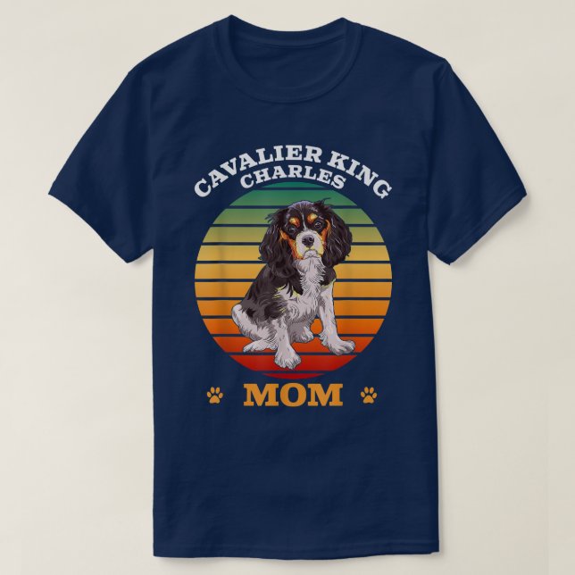 Cavalier king charles spaniel mom retro dog owner  T-Shirt (Design Front)