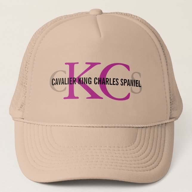 Cavalier King Charles Spaniel Monogram Design Trucker Hat (Front)