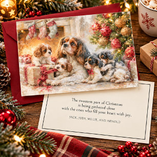 Cavalier King Charles Spaniel Mother Puppies Holiday Card