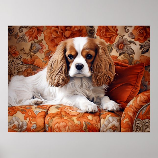 Cavalier King Charles Spaniel on the Sofa Poster (Front)