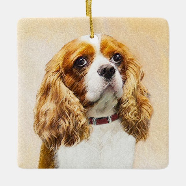 Cavalier King Charles Spaniel Original Painting Ceramic Ornament (Front)