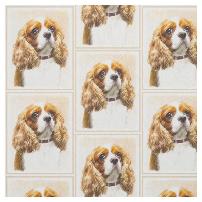 Cavalier King Charles Spaniel Original Painting Fabric (Swatch)