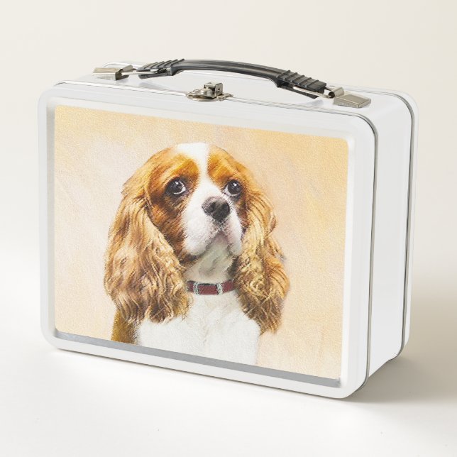 Cavalier King Charles Spaniel Original Painting Metal Lunch Box (Front)