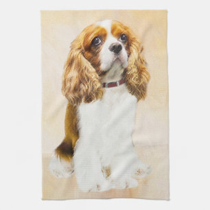 Cavalier King Charles Spaniel Original Painting Tea Towel