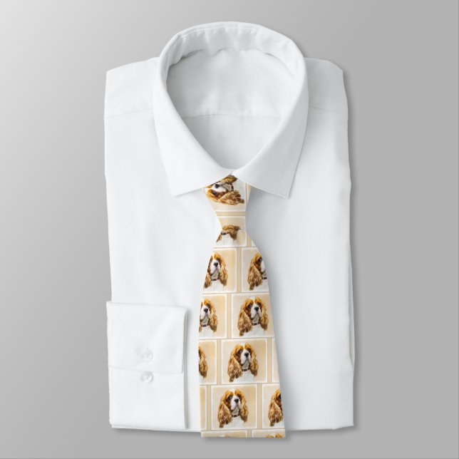 Cavalier King Charles Spaniel Original Painting Tie (Tied)
