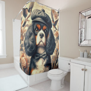 Cavalier King Charles Spaniel Painting Shower Curtain