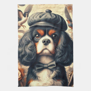 Cavalier King Charles Spaniel Painting Tea Towel