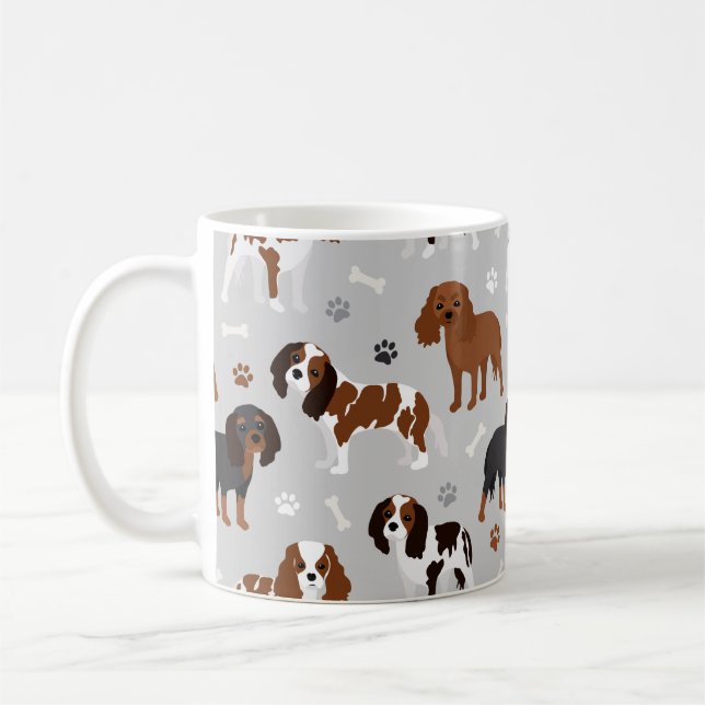 Cavalier King Charles Spaniel Paws and Bones Coffee Mug (Left)