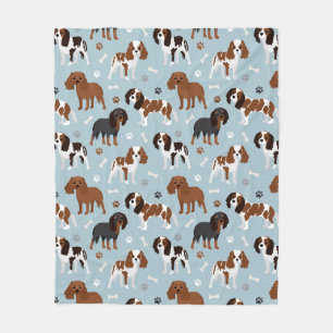 Cavalier King Charles Spaniel Paws and Bones Fleece Blanket