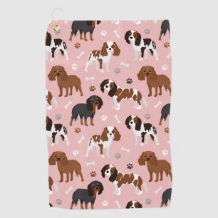Cavalier King Charles Spaniel Paws and Bones Golf  Towel