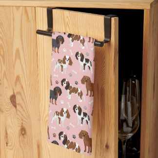 Cavalier King Charles Spaniel Paws and Bones Kitch Tea Towel