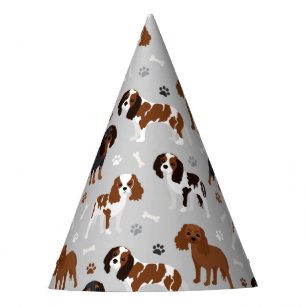 Cavalier King Charles Spaniel Paws and Bones Party Hat