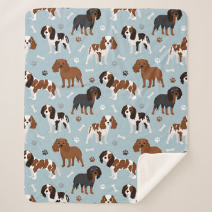 Cavalier King Charles Spaniel Paws and Bones Sherpa Blanket