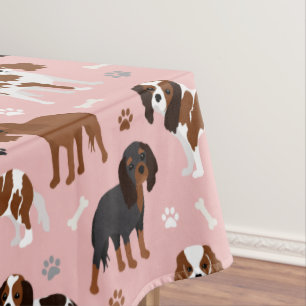 Cavalier King Charles Spaniel Paws and Bones Tablecloth