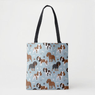 Cavalier King Charles Spaniel Paws and Bones Tote Bag