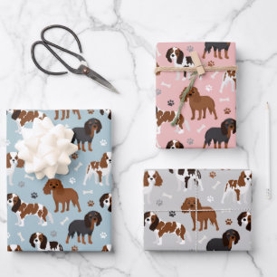 Cavalier King Charles Spaniel Paws and Bones Wrapping Paper Sheet