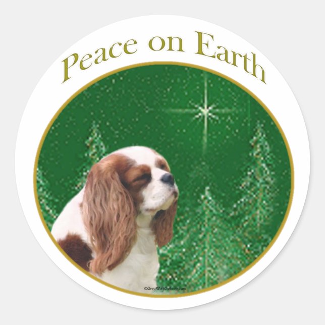 Cavalier King Charles Spaniel Peace Classic Round Sticker (Front)