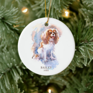 Cavalier King Charles Spaniel Pet Dog Custom Ceramic Tree Decoration