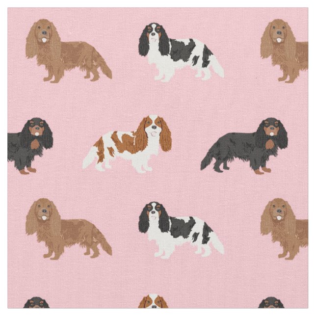 Cavalier King Charles Spaniel pink Fabric (Close Up)