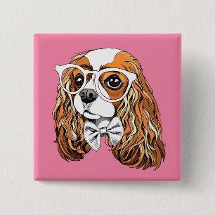Cavalier King Charles Spaniel Portrait 15 Cm Square Badge