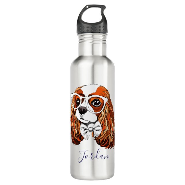 Cavalier King Charles Spaniel Portrait | Add Your  710 Ml Water Bottle (Front)