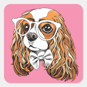 Cavalier King Charles Spaniel Portrait Square Sticker
