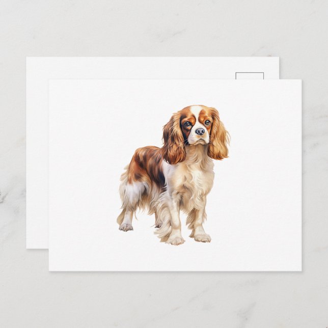 Cavalier King Charles Spaniel print Dog art print  Postcard (Front/Back)