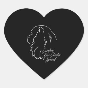 Cavalier King Charles Spaniel Profile dog mum Heart Sticker